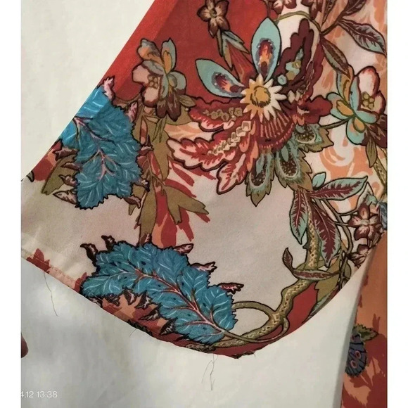 Spense size 10/10 Flowy Sleeves Floral Pattern Pleated Bodice Boho Vibe Dress - Picture 6 of 10